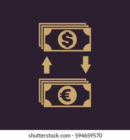 Currency exchange dollar and euro icon. Bank and finance, pay symbol. Flat design. Stock - Vector illustration