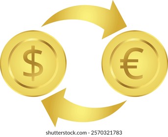 Currency Exchange Dollar to Euro Vector Graphics, Concept of currency exchange