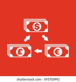 Currency exchange dollar and pound sterling, euro icon. Bank and finance, pay symbol. Flat design. Stock - Vector illustration