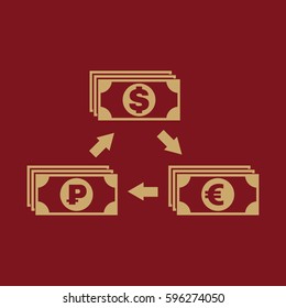 Currency exchange dollar and ruble, euro icon. Bank and finance, pay symbol. Flat design. Stock - Vector illustration