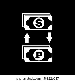 Currency exchange dollar and ruble icon. Bank and finance, pay symbol. Flat design. Stock - Vector illustration