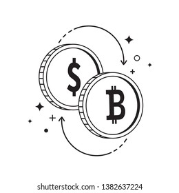 Currency exchange. Exchange of dollars for bitcoins.