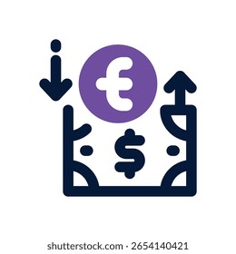currency exchange duotone icon. Sleek and modern vector icon for websites, mobile apps, marketing materials, and corporate design. Fully scalable and ready to use.