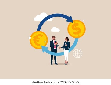 Currency exchange. Euro to dollar icon concept. Money conversion. Flat vector illustrations.