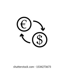 currency exchange euro and dollar thin line icon isolated with shadow