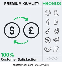 currency exchange, euro, dollar vector icon graphic elements for your work