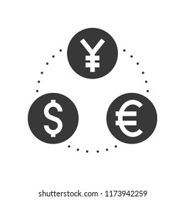currency exchange euro yen and dollar, bank and financial related icon, glyph design