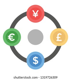 Currency exchange flat icon 