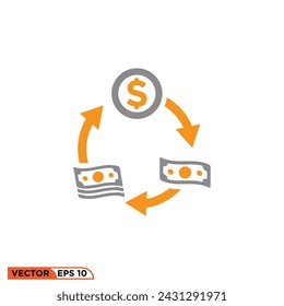 Currency exchange flat icon design vector graphic of template, sign and symbol 