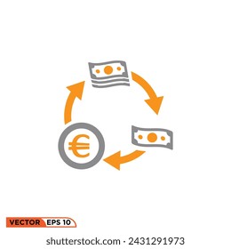 Currency exchange flat icon design vector graphic of template, sign and symbol 
