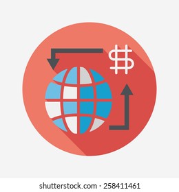 Currency Exchange flat icon with long shadow,eps10