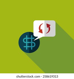 Currency Exchange flat icon with long shadow,eps10