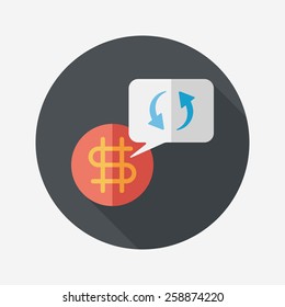 Currency Exchange flat icon with long shadow,eps10
