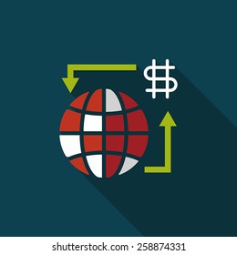 Currency Exchange flat icon with long shadow,eps10