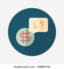 Currency Exchange flat icon with long shadow,eps10