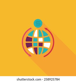 Currency Exchange flat icon with long shadow,eps10