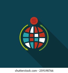 Currency Exchange flat icon with long shadow,eps10