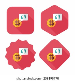 Currency Exchange flat icon with long shadow,eps10