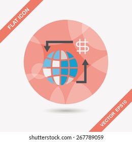 Currency Exchange flat icon with long shadow,eps10