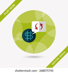 Currency Exchange flat icon with long shadow,eps10