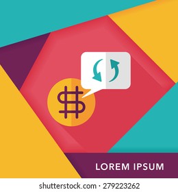 Currency Exchange flat icon with long shadow,eps10