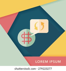 Currency Exchange flat icon with long shadow,eps10