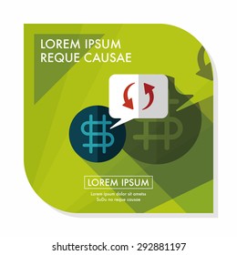 Currency Exchange flat icon with long shadow,eps10