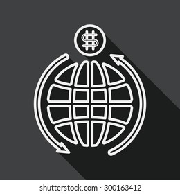 Currency Exchange flat icon with long shadow, line icon