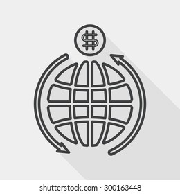 Currency Exchange flat icon with long shadow, line icon