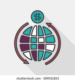 Currency Exchange flat icon with long shadow,eps10