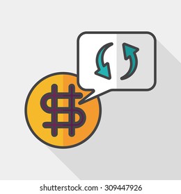 Currency Exchange flat icon with long shadow,eps10