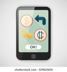 Currency exchange flat icon with long shadow