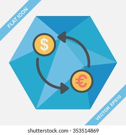 Currency Exchange flat icon with long shadow,eps10