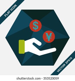 Currency Exchange flat icon with long shadow,eps10
