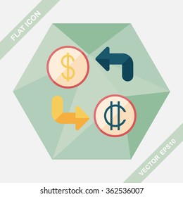Currency exchange flat icon with long shadow