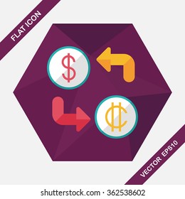 Currency exchange flat icon with long shadow