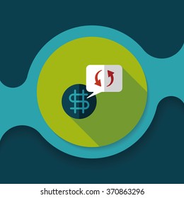 Currency Exchange flat icon with long shadow,eps10