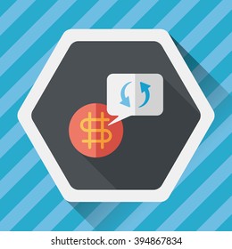 Currency Exchange flat icon with long shadow,eps10