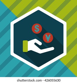 Currency Exchange flat icon with long shadow,eps10