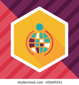 Currency Exchange flat icon with long shadow,eps10