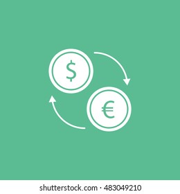 Currency Exchange Flat Icon On Green Background