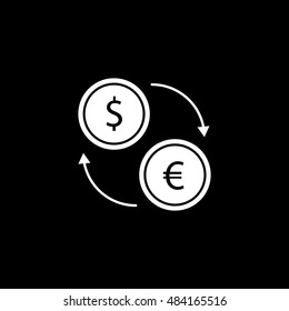 Currency Exchange Flat Icon On Black Background