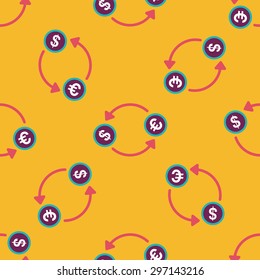Currency Exchange flat icon,eps10 seamless pattern background