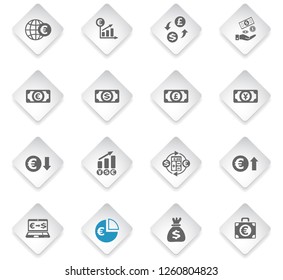 currency exchange flat rhombus web icons for user interface design