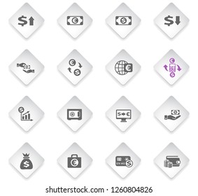 currency exchange flat rhombus web icons for user interface design