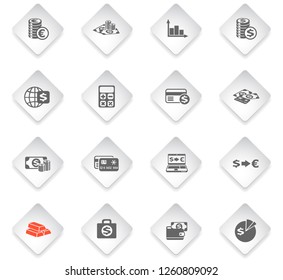 currency exchange flat rhombus web icons for user interface design