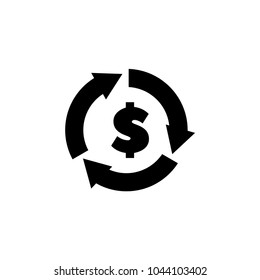 Currency Exchange. Flat Vector Icon. Simple black symbol on white background