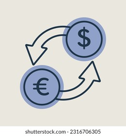 Currency exchange flat vector isolated icon. Graph symbol for travel and tourism web site and apps design, logo, app, UI