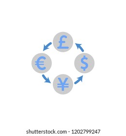 Currency, exchange, flow, money two color blue and gray icon