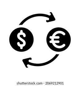 currency exchange glyph icon vector. currency exchange sign. isolated contour symbol black illustration